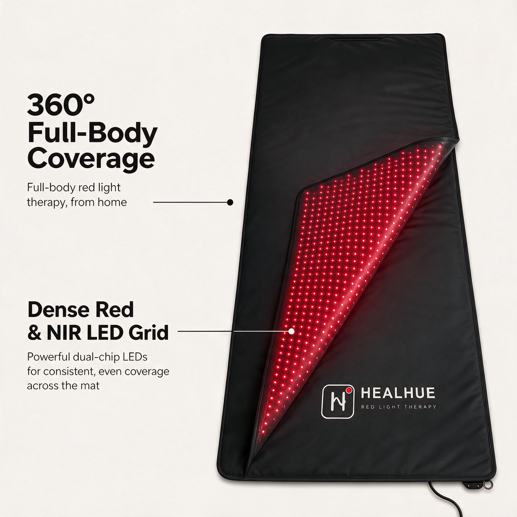 HealHue 360 degree full-body coverage, dense red and NIR LED grid